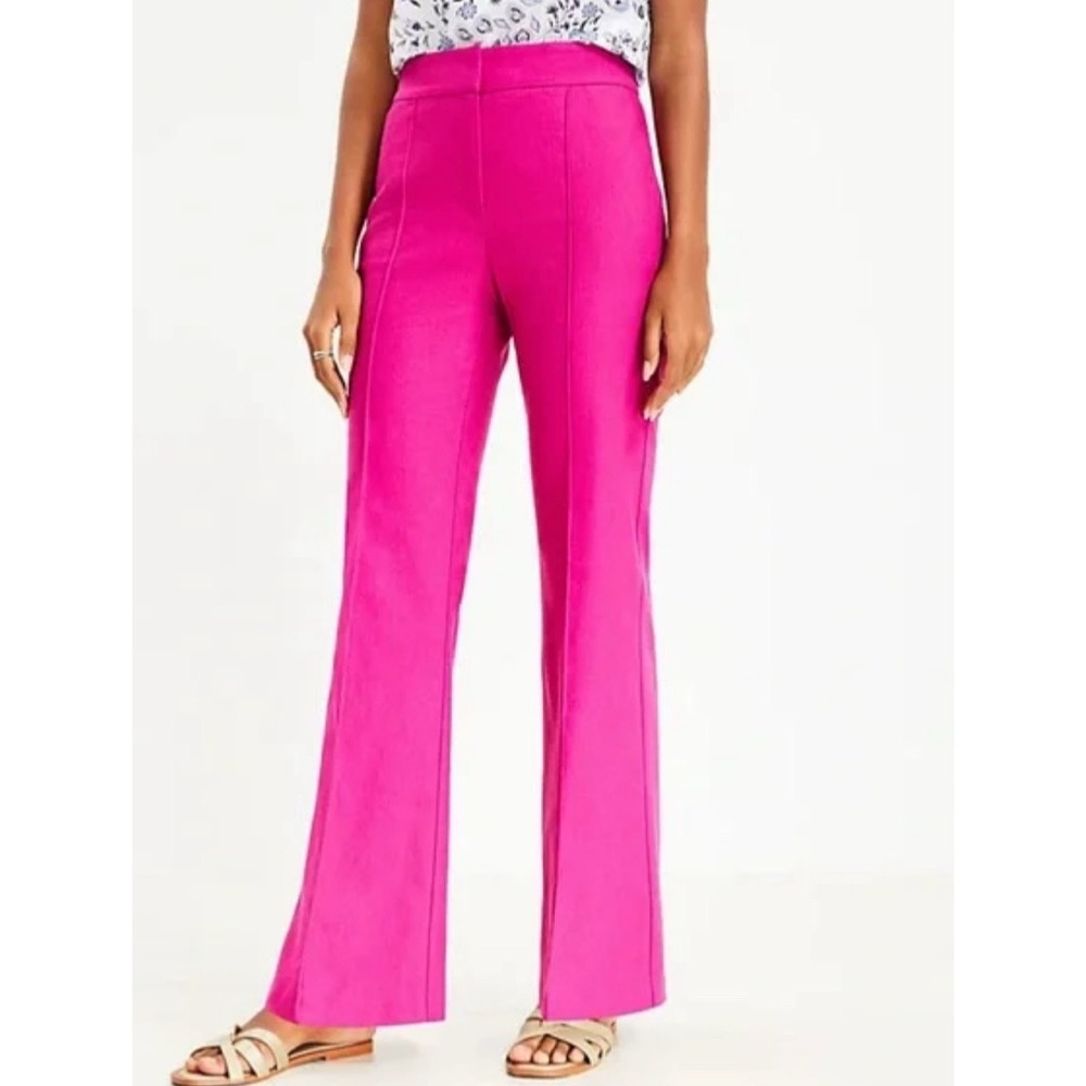 LOFT Fuchsia Twill Flare Pants